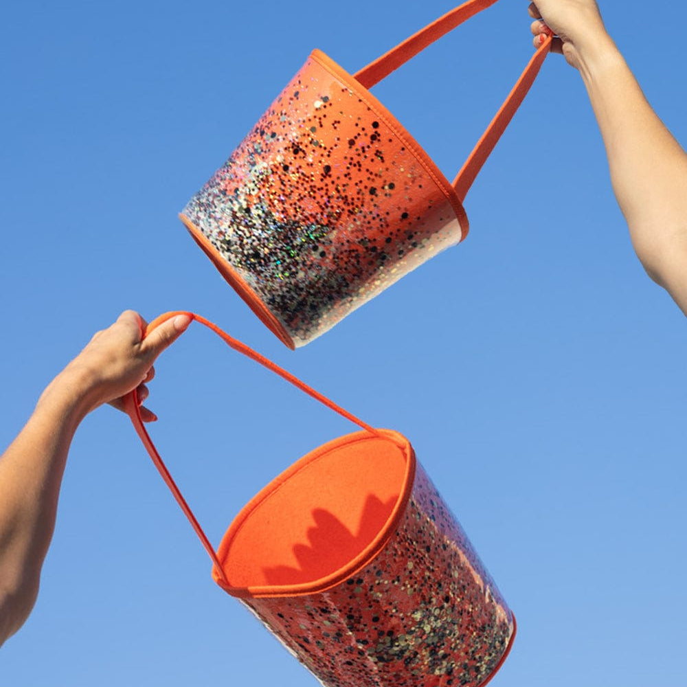 Confetti Trick-or-Treat Orange Halloween Candy Bucket
