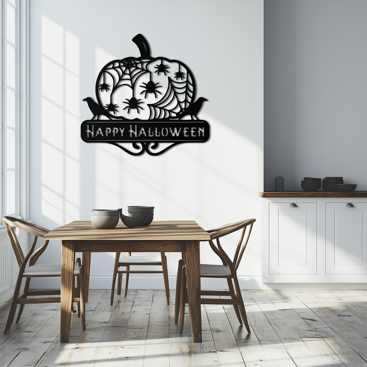 Happy Halloween Pumpkin Metal Wall Art - Spooky Home Decor - KAF275