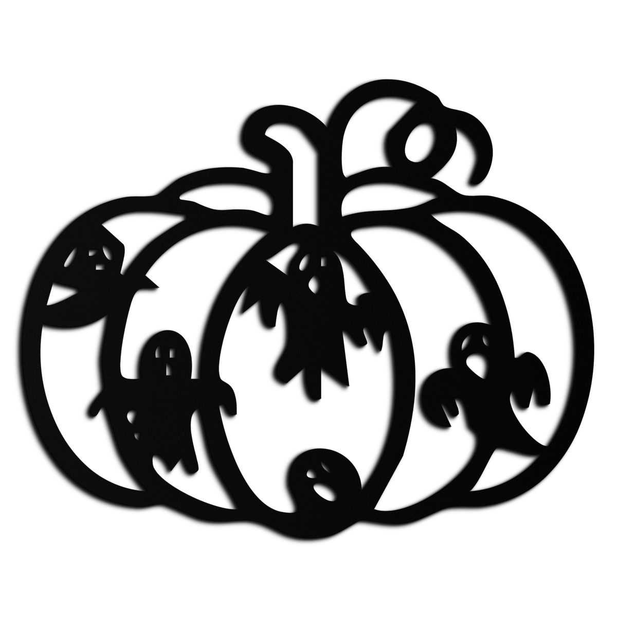 Halloween Pumpkin and Ghosts Metal Wall Art – Spooky Black Steel Decoration- KAF505