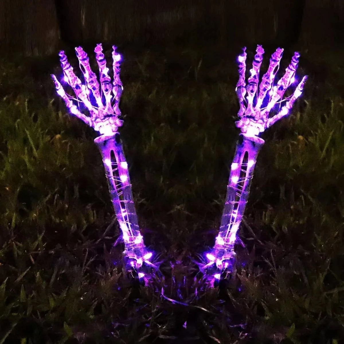 Halloween Solar Ghost Hand LED Light String, Ghost Festival Courtyard Atmosphere Decoration Light, Copper Wire Ground Plug Light