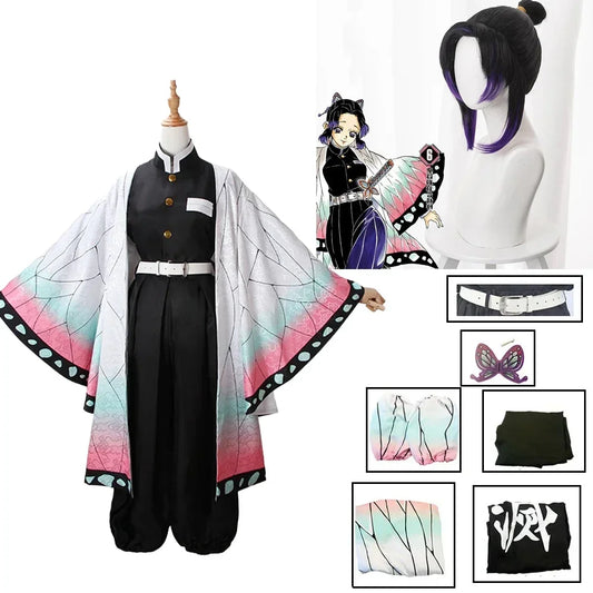 Kochou Shinobu Anime Cosplay Costume with Wig Set