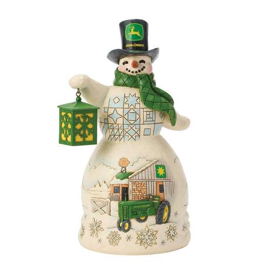 Snowman in John Deer Top-Hat Figurine