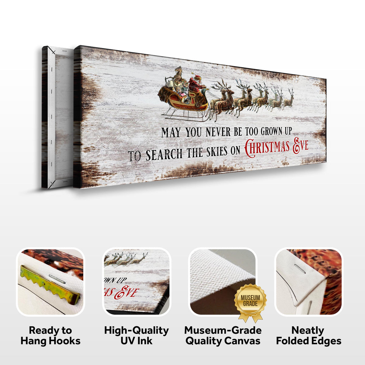 Christmas Eve Canvas Sign | Holiday Wall Art Gift