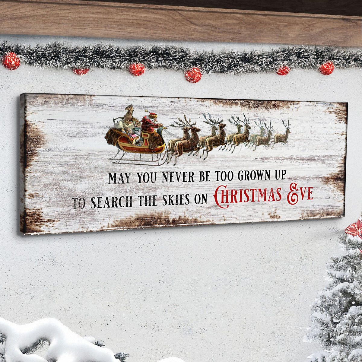 Christmas Eve Canvas Sign | Holiday Wall Art Gift