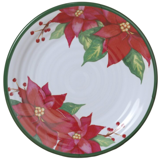 Festive Poinsettia Elegance: Holiday Melamine Serving Plate